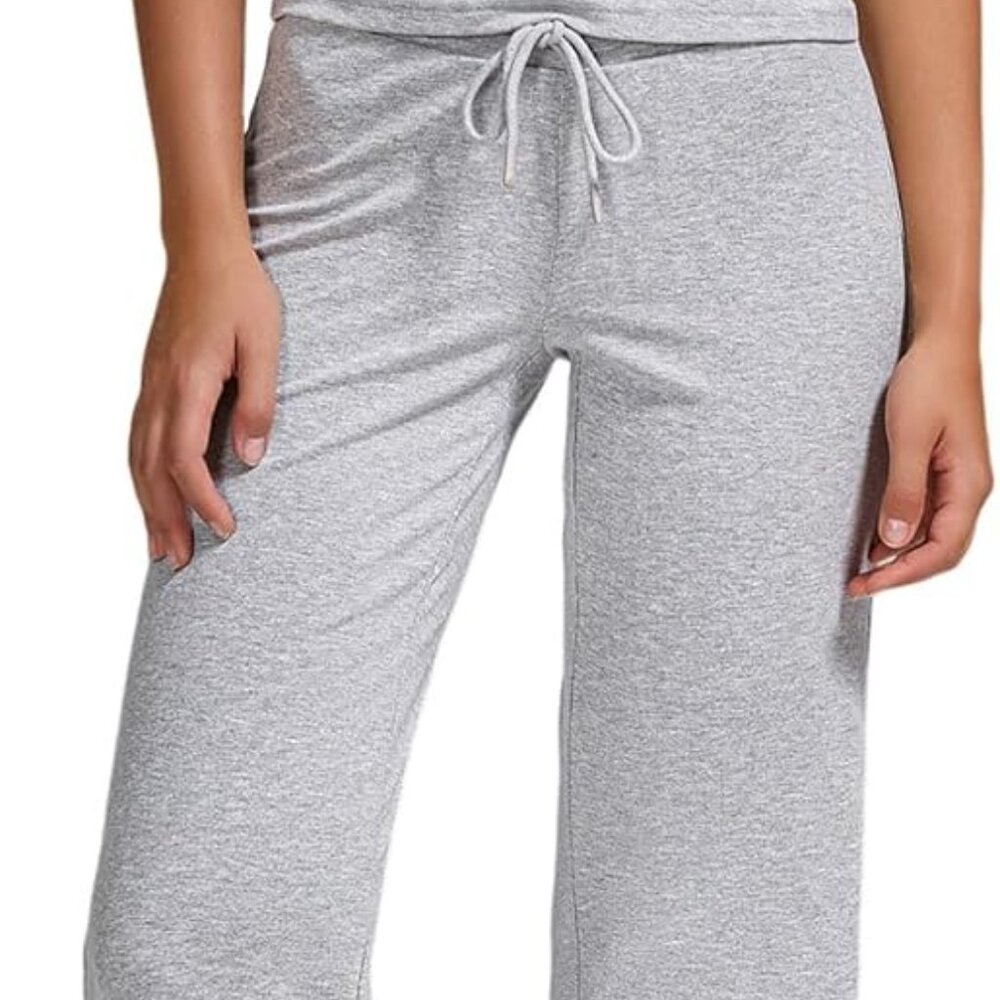 Women's Heather Grey 2 Piece Lounge Set With Elastic Waist - Perfect For Spring